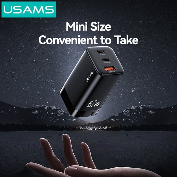 Củ Sạc Nhanh 2C+A USAMS CC272 / CC265 67W (GaN Charger, 3 Port, CC272 chân dẹp / CC265 chân tròn)