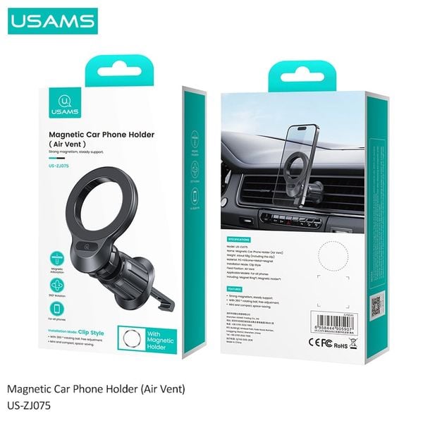 Giá Đỡ Điện Thoại Từ Tính USAMS ZJ075 (Air Vent Version, 360° rotation, Strong Magnetic Suction)