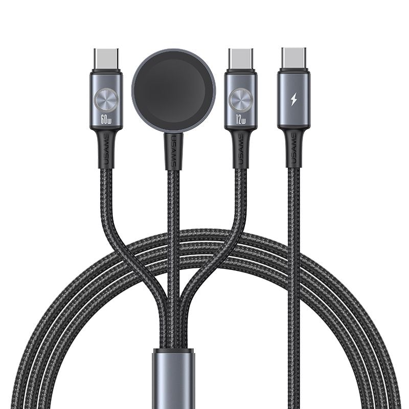 Cáp Sạc Nhanh C to 2C+Apple Watch Wireless Charger USAMS SJ785 72W (1.2m, 480Mbps)