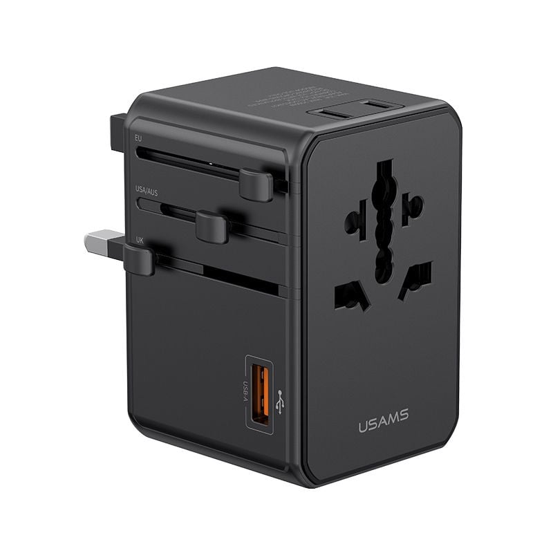 Củ Sạc Du Lịch Toàn Cầu Đa Năng USAMS CC334 T72 100W (3*Type-C + 1*USB-A ports, US/AU/UK/EU)