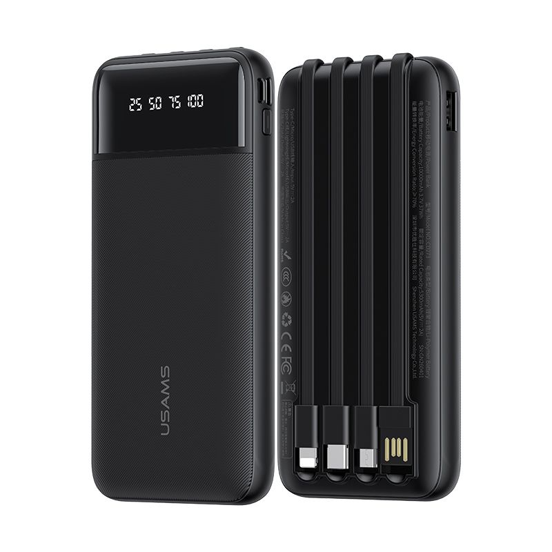 Pin Dự Phòng Kèm Cáp Type-C+Lightning+Micro USAMS CD273 10000mAh 10W (CCC / 3C Certification, LED Display)