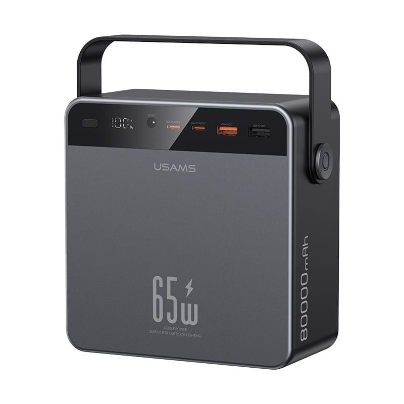 Pin Dự Phòng USAMS CD270 80000mAh 65W (2*Type-C + 2*USB-A port, Digital Display)