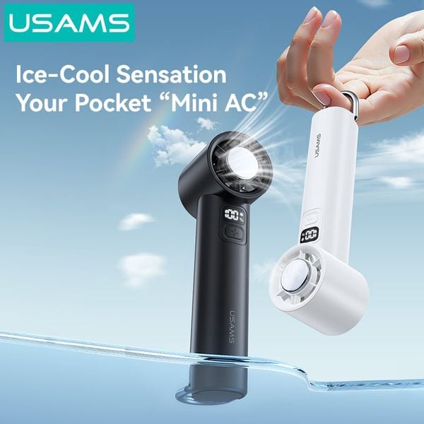 Quạt Mini Cầm Tay Sò Lạnh USAMS ZB361 7W (2000mAh, Digital Display, 14000RPM, 100-Speed Adjustment)