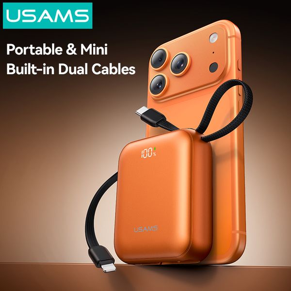 Pin Dự Phòng USAMS CD258 10000mAh 20W (With Built-in Type-C + Lighting cable, Digital Display, 3C Certification)