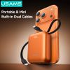 Pin Dự Phòng USAMS CD258 10000mAh 20W (With Built-in Type-C + Lighting cable, Digital Display, 3C Certification)