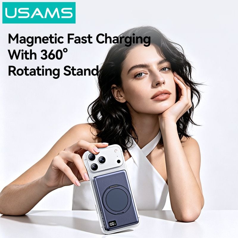 Pin Dự Phòng Không Dây USAMS CD269 10000mAh 22.5W (CCC / 3C Certification, 1*Type-C port, 15W Wireless Charging, Digital Display)