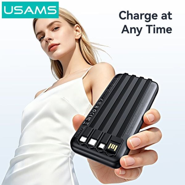 Pin Dự Phòng Kèm Cáp Type-C+Lightning+Micro USAMS CD273 10000mAh 10W (CCC / 3C Certification, LED Display)