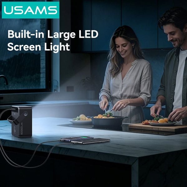 Pin Dự Phòng USAMS CD270 80000mAh 65W (2*Type-C + 2*USB-A port, Digital Display)