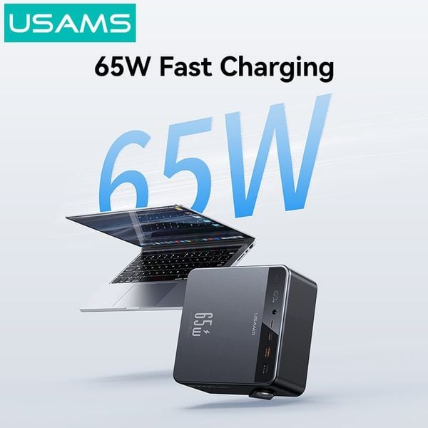 Pin Dự Phòng USAMS CD270 80000mAh 65W (2*Type-C + 2*USB-A port, Digital Display)