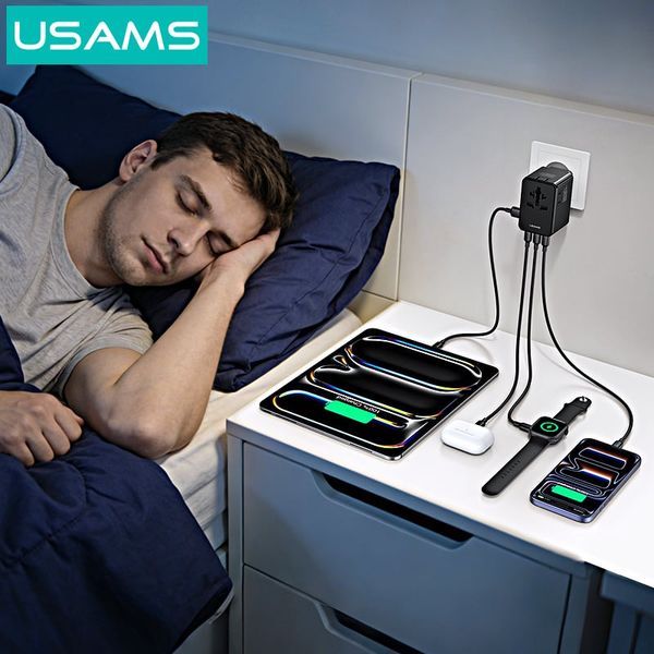 Củ Sạc Du Lịch Toàn Cầu Đa Năng USAMS CC334 T72 100W (3*Type-C + 1*USB-A ports, US/AU/UK/EU)