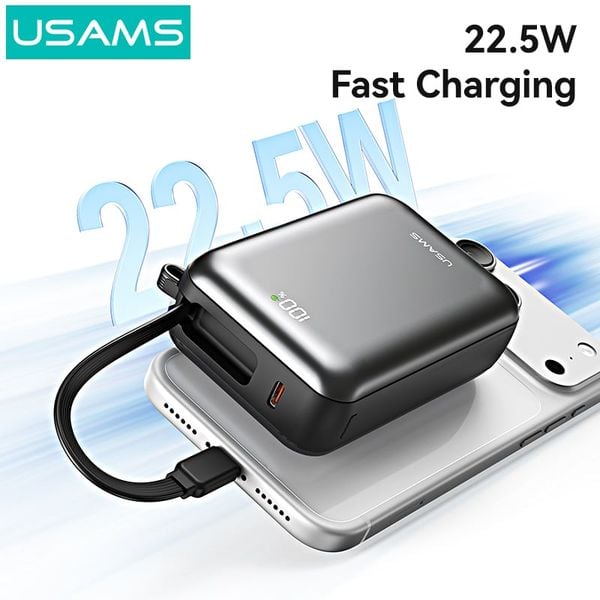 Pin Dự Phòng Kèm Cáp Type-C + Lightning USAMS CD279 PB98 G657-2 20000mAh 22.5W (Digital Display, CCC / 3C Certification)