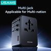 Củ Sạc Du Lịch Toàn Cầu Đa Năng USAMS CC334 T72 100W (3*Type-C + 1*USB-A ports, US/AU/UK/EU)