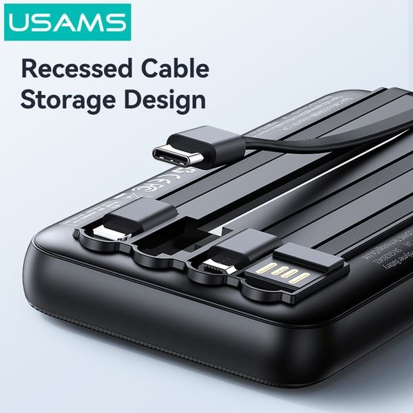 Pin Dự Phòng Kèm Cáp Type-C+Lightning+Micro USAMS CD273 10000mAh 10W (CCC / 3C Certification, LED Display)