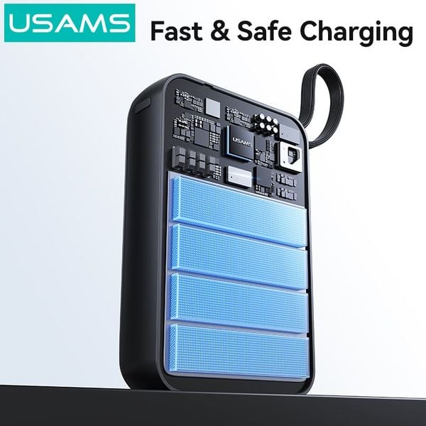 Pin Dự Phòng Kèm Cáp Type-C + Lightning USAMS CD279 PB98 G657-2 20000mAh 22.5W (Digital Display, CCC / 3C Certification)