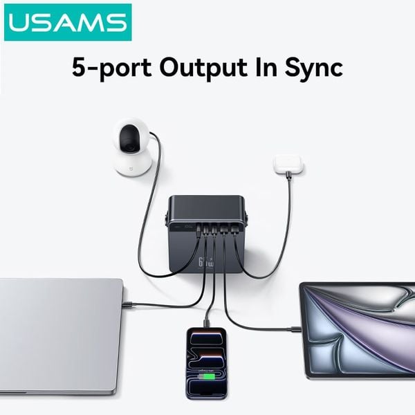 Pin Dự Phòng USAMS CD270 80000mAh 65W (2*Type-C + 2*USB-A port, Digital Display)