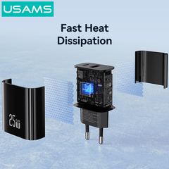 Củ Sạc Nhanh C+A USAMS CC315 25W (Trickle Charging Mode, Multiple Protection)