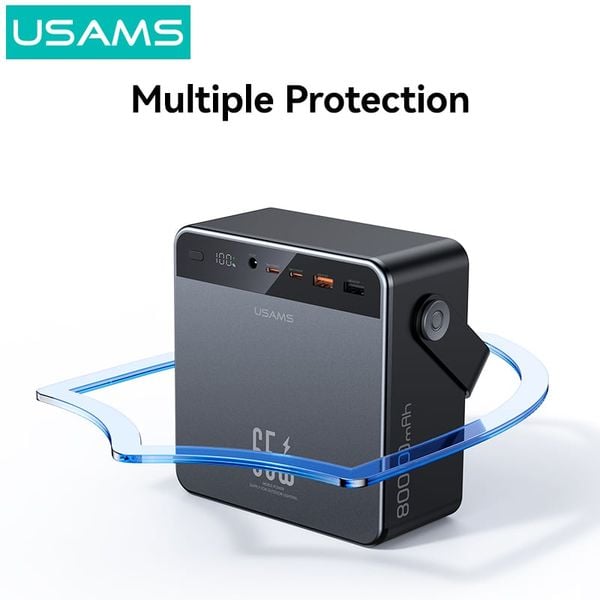 Pin Dự Phòng USAMS CD270 80000mAh 65W (2*Type-C + 2*USB-A port, Digital Display)