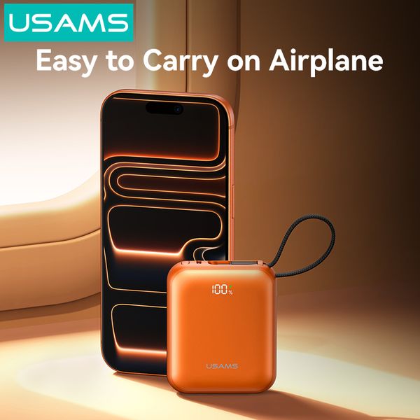 Pin Dự Phòng USAMS CD258 10000mAh 20W (With Built-in Type-C + Lighting cable, Digital Display, 3C Certification)