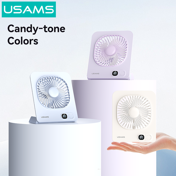 Quạt Để Bàn Kiêm Chân Đế Từ Tính USAMS ZB363 2.7W (2000mAh, 6H, 3-Speed Adjustment, Digital Display, 180° Adjustable)