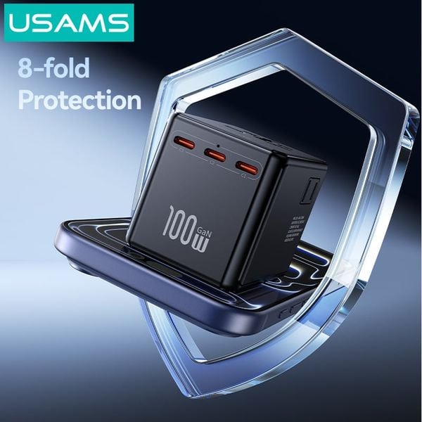 Củ Sạc Du Lịch Toàn Cầu Đa Năng USAMS CC334 T72 100W (3*Type-C + 1*USB-A ports, US/AU/UK/EU)