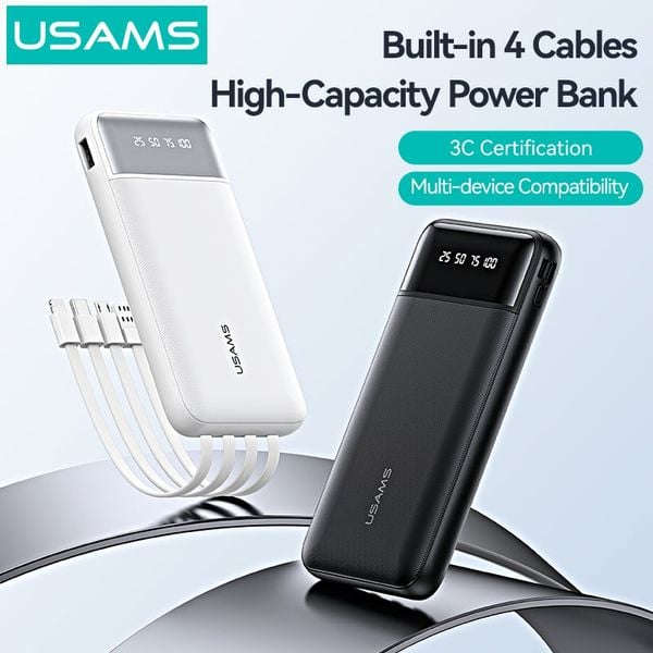 Pin Dự Phòng Kèm Cáp Type-C+Lightning+Micro USAMS CD273 10000mAh 10W (CCC / 3C Certification, LED Display)