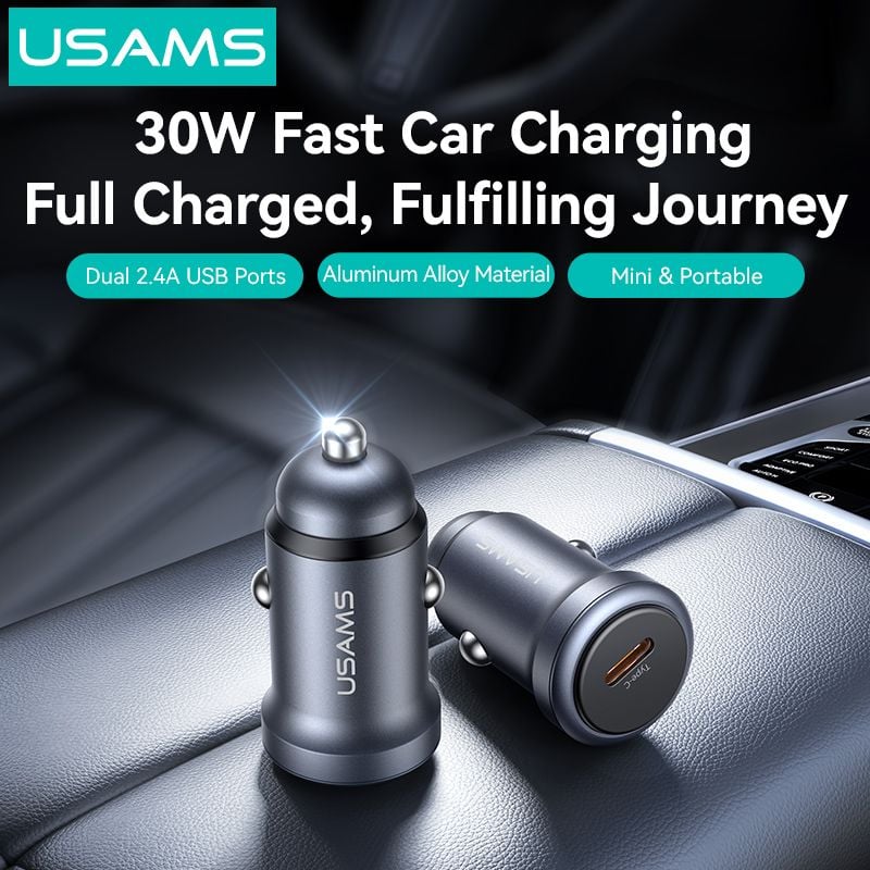Tẩu Sạc Cho Ô Tô USAMS CC321 30W (1*Type-C Port)