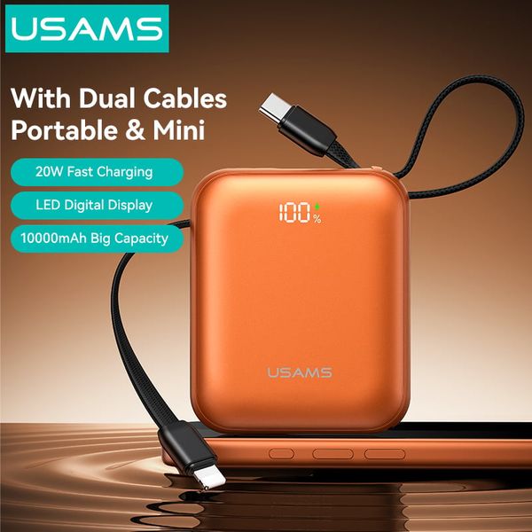 Pin Dự Phòng USAMS CD258 10000mAh 20W (With Built-in Type-C + Lighting cable, Digital Display, 3C Certification)