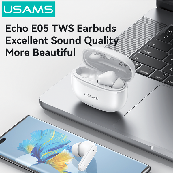 Tai Nghe Bluetooth TWS USAMS Echo E05 (Bluetooth v6.0, 3.5H, 3D Surround Stereo Sound, Low latency)