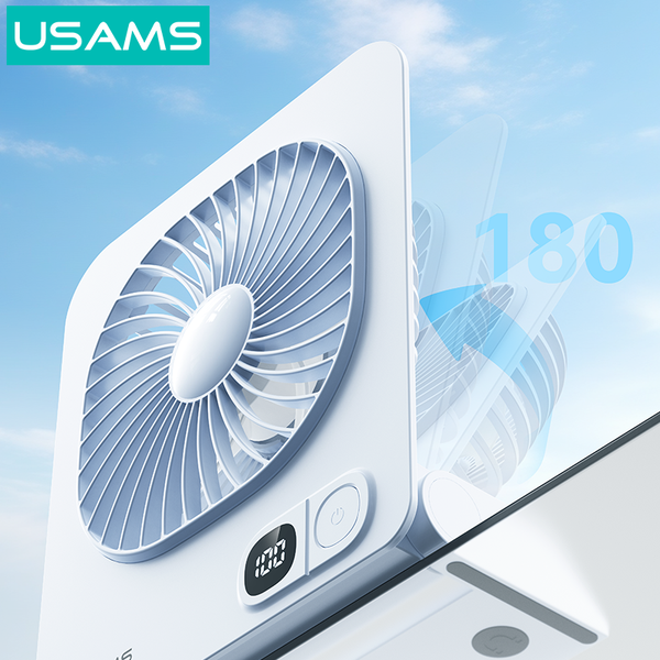 Quạt Để Bàn Kiêm Chân Đế Từ Tính USAMS ZB363 2.7W (2000mAh, 6H, 3-Speed Adjustment, Digital Display, 180° Adjustable)