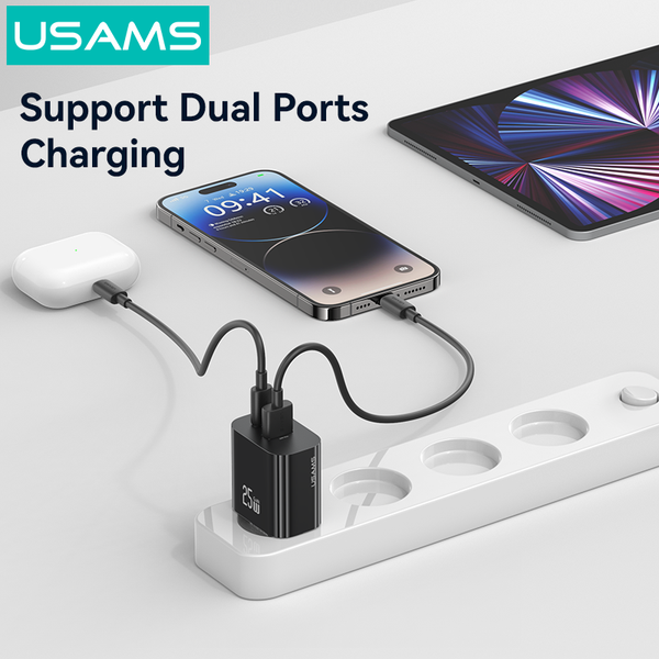 Củ Sạc Nhanh C+A USAMS CC315 25W (Trickle Charging Mode, Multiple Protection)