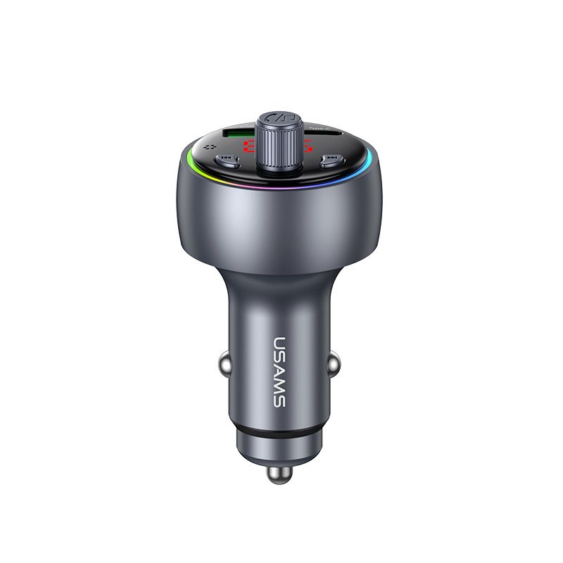 Tẩu Sạc Cho Ô Tô USAMS CC328 30W (1*Type-C + 1*USB-A port, Bluetooth v5.2, RGB Ambient Lighting, 2 Playback Modes​)