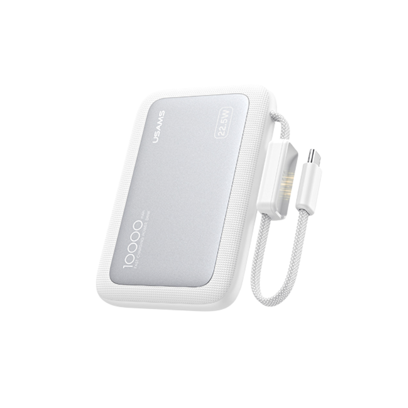 USAMS CD285 PB102 Digital Display Power Bank with Fast-Charging Cable 10000mAh 22.5W (10KCD28502) - WHITE USAMS CD285 PB102 Digital Display Power Bank with Fast-Charging Cable 10000mAh 22.5W (10KCD28502) - WHITE