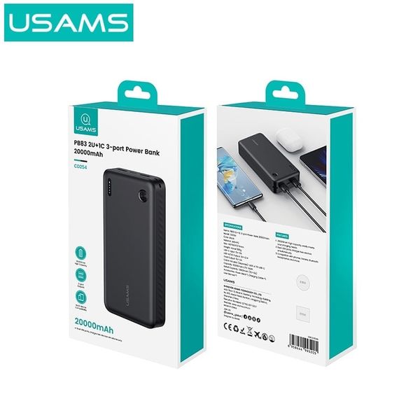 Pin Dự Phòng 2U CD254 PB83 20000mAh 10.5W (Type-C input, 2*USB-A output)