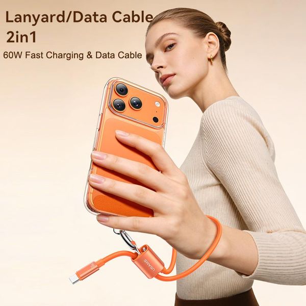 Cáp Sạc Nhanh C to C USAMS SJ784 U97 60W (480Mbps, With Lanyard, 0.3m)