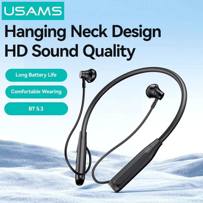 Tai Nghe Bluetooth Thể Thao USAMS YQ24 (Bluetooth v5.3, 20H, IPX5, Neckband Wireless Earphones)