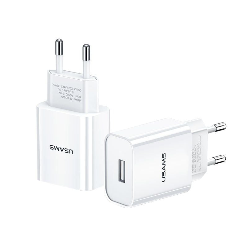 Củ Sạc USB USAMS CC075 T18 2.1A (1*USB-A Port)