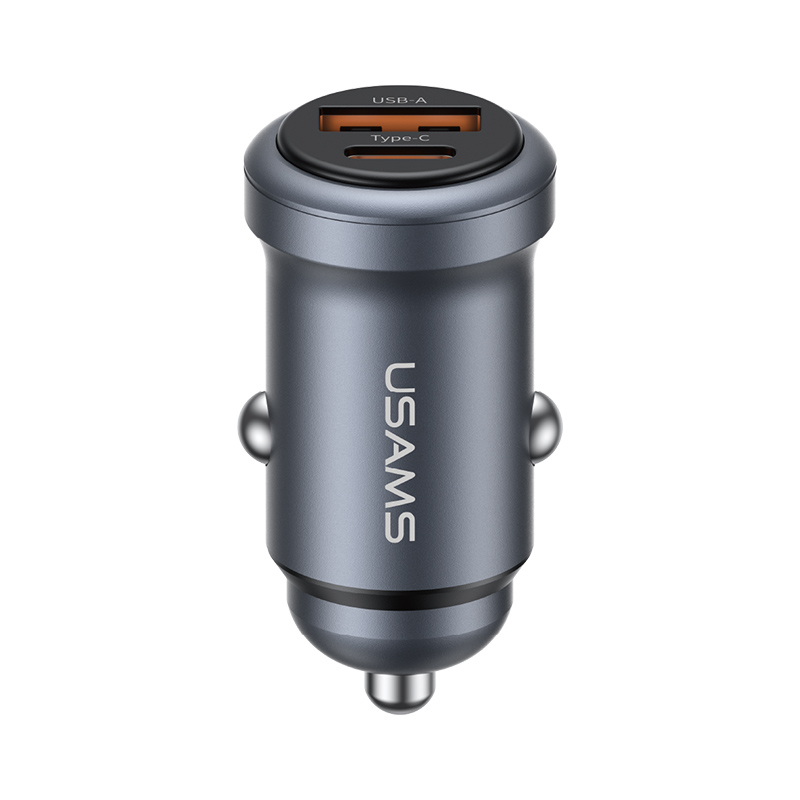 Tẩu Sạc Cho Ô Tô USAMS CC322 30W (1*Type-C + 1*USB-A port, For 12V-24V Car Model)