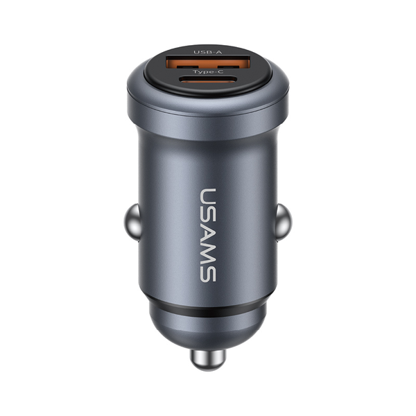 Tẩu Sạc Cho Ô Tô USAMS CC322 30W (1*Type-C + 1*USB-A port, For 12V-24V Car Model)