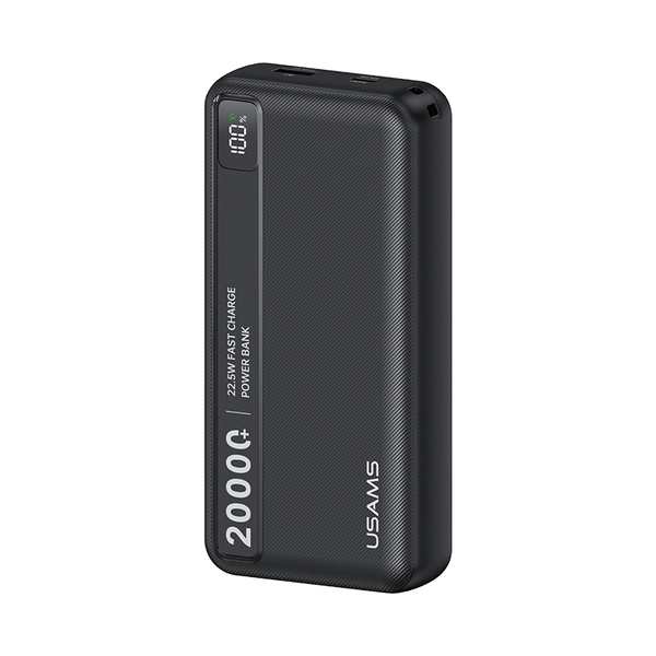 Pin Dự Phòng USAMS CD265 20000mAh 22.5W (1*Type-C + 1*USB-A port, Digital Display, 3C Certification)
