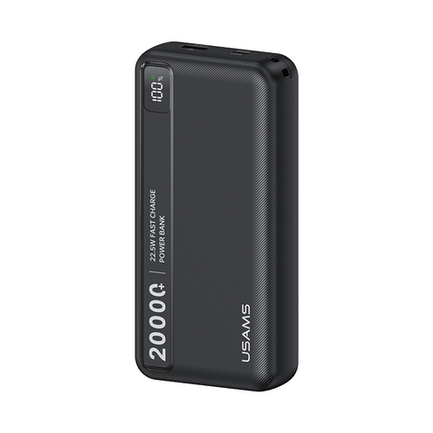 Pin Dự Phòng USAMS CD265 20000mAh 22.5W (1*Type-C + 1*USB-A port, Digital Display, 3C Certification)