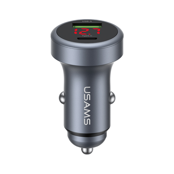 Tẩu Sạc Cho Ô Tô USAMS CC327 45W (1*Type-C + 1*USB-A Ports, Digital Display)