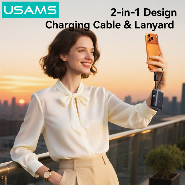 Pin Dự Phòng Kiêm Củ Sạc 3-in-1 USAMS CD260 PB88 10000mAh 22.5W (With Built-in Type-C + Lightning cable, Digital Display, 3C Certification)