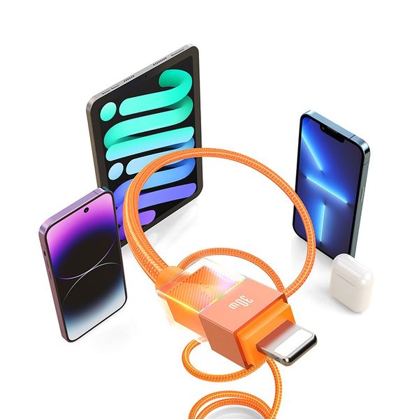 Cáp Sạc Nhanh C to Lightning USAMS SJ776 U93 30W (1.2m, Cyberpunk Light Effect, 480Mbps)