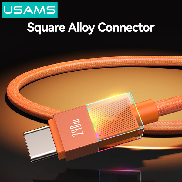 Cáp Sạc Nhanh C to C USAMS SJ775 U93 240W (PD3.1, 1.2m, Cyberpunk Light Effect, 480Mbps)
