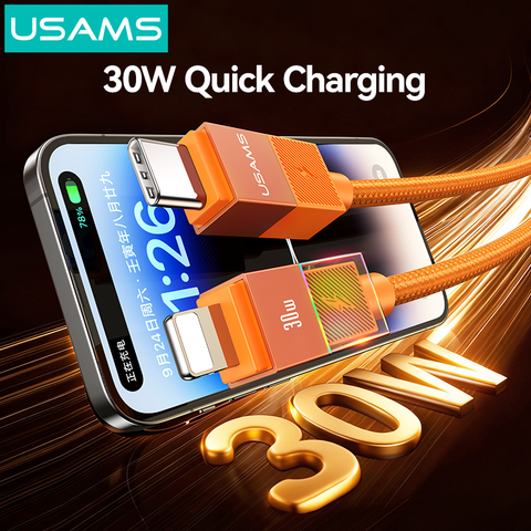 Cáp Sạc Nhanh C to Lightning USAMS SJ776 U93 30W (1.2m, Cyberpunk Light Effect, 480Mbps)