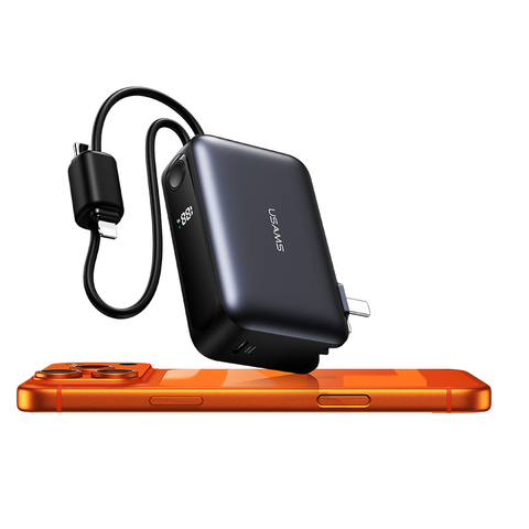 Pin Dự Phòng Kiêm Củ Sạc 3-in-1 USAMS CD260 PB88 10000mAh 22.5W (With Built-in Type-C + Lightning cable, Digital Display, 3C Certification)