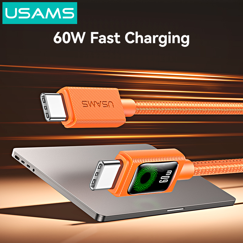 Cáp Sạc Nhanh C to C USAMS SJ773 U92 60W (1.2m, With Light, 480Mbps)