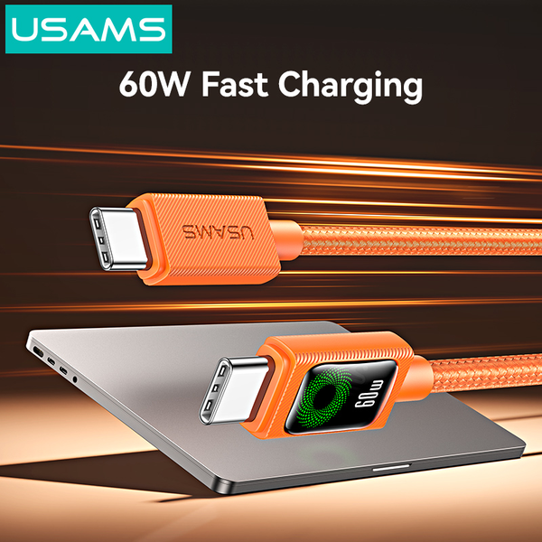 Cáp Sạc Nhanh C to C USAMS SJ773 U92 60W (1.2m, With Light, 480Mbps)