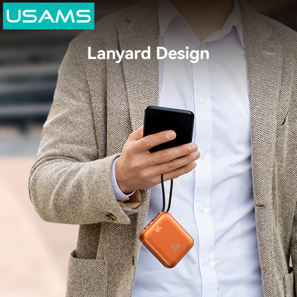 Pin Dự Phòng USAMS CD261 10000mAh 35W (With Built-in Type-C + Lighting cable, Digital Display, 3C Certification)