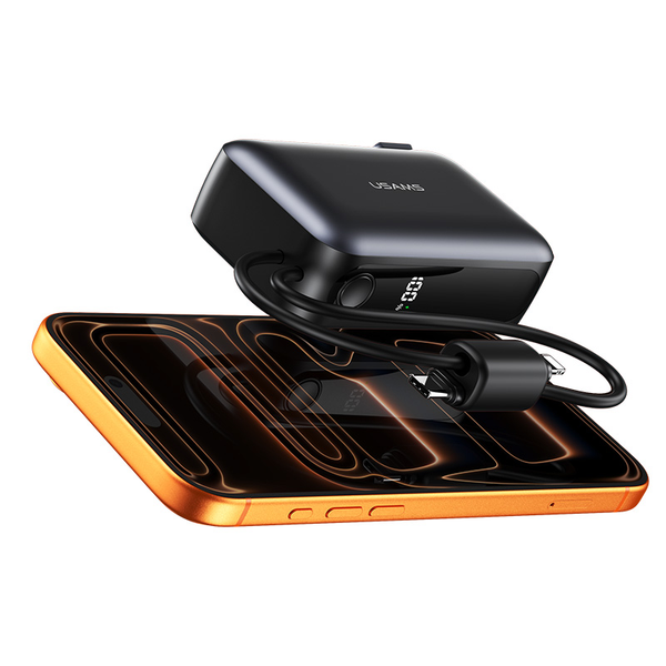 Pin Dự Phòng Kiêm Củ Sạc 3-in-1 USAMS CD260 PB88 10000mAh 22.5W (With Built-in Type-C + Lightning cable, Digital Display, 3C Certification)